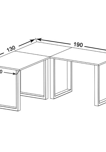 Lona U-foot hjrne skrivebord - hvitt tre og svart metall (190x130x50)
