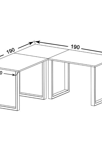 Lona U-foot hjrne skrivebord - naturlig tre og hvitt metall (190x190x50)