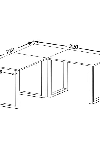 Lona U-foot hjrne skrivebord - hvitt tre og metall (220x220x80)