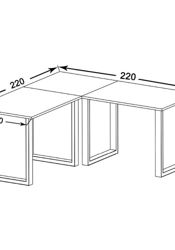 Lona U-foot hjrne skrivebord - naturlig tre og hvitt metall (220x220x80)