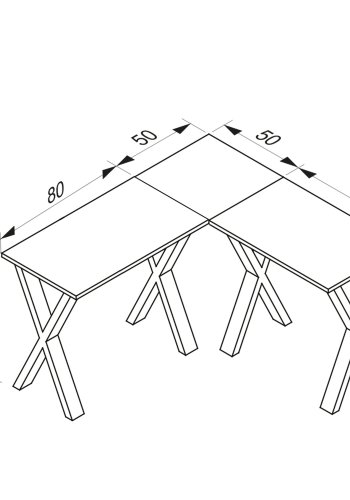 Eckschreibtisch Lona X-feet - Naturholz und silbergraues Metall (130x130x50)