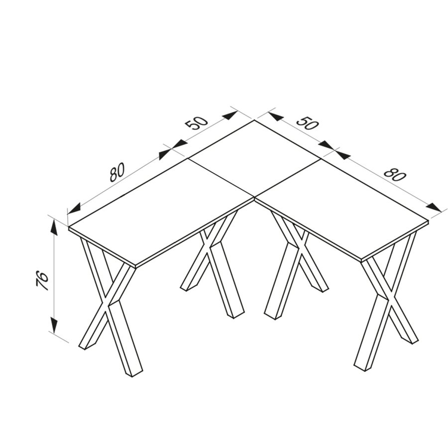 Eckschreibtisch Lona X-feet - Naturholz und silbergraues Metall (130x130x50)