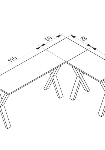 Eckschreibtisch Lona X-feet - weißes Holz und silbergraues Metall (160x130x50)