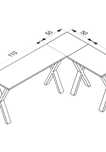 Eckschreibtisch Lona X-feet - Naturholz und silbergraues Metall (160x130x50)