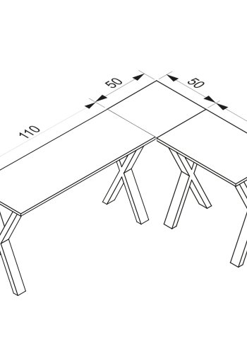Lona X-feet hjrne skrivebord - grtt tre og slvgr metall (160x130x50)