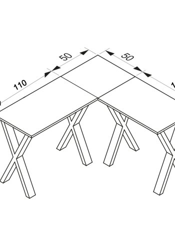 Eckschreibtisch Lona X-feet - Naturholz und silbergraues Metall (160x160x50)