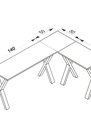 Eckschreibtisch Lona X-feet - weißes Holz und silbergraues Metall (190x130x50)