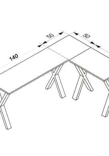 Eckschreibtisch Lona X-feet - Naturholz und silbergraues Metall (190x160x50)