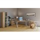 Eckschreibtisch Lona X-feet - Naturholz und silbergraues Metall (190x160x50)