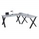 Lona X-feet hjrne skrivebord - grtt tre og svart metall (160x160x50)