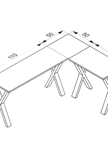Eckschreibtisch Lona X-feet - graues Holz und weißes Metall (160x130x50)