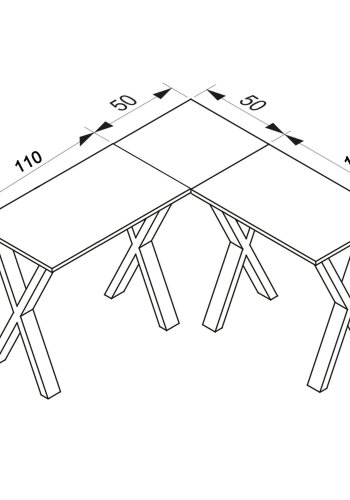 Eckschreibtisch Lona X-feet - graues Holz und weißes Metall (160x160x50)