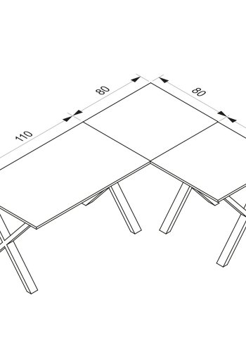 Lona X-feet hjrnebord - naturlig tre og hvitt metall (190x160x80)