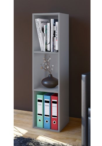 Mendas Maxi Bücherregal, mit 2 Regalen – graues Holz (H: 107 cm x 34 cm x 29 cm)