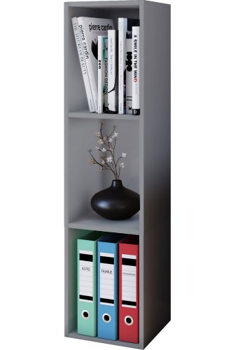 Mendas Maxi Bücherregal, mit 2 Regalen – graues Holz (H: 107 cm x 34 cm x 29 cm)