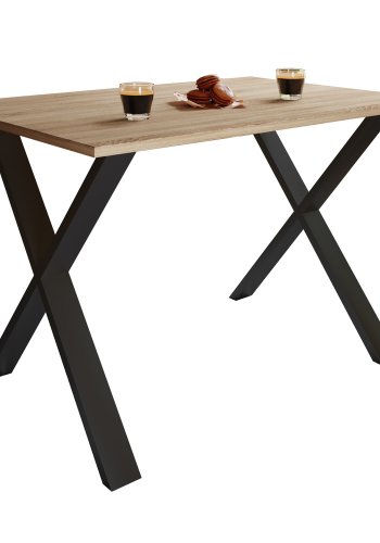 Xona X-feet spisebord - naturlig tre og sort aluminium (110x50)| 