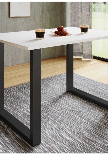 Xona U-foot spisebord - hvitt tre og sort aluminium (110x50) 