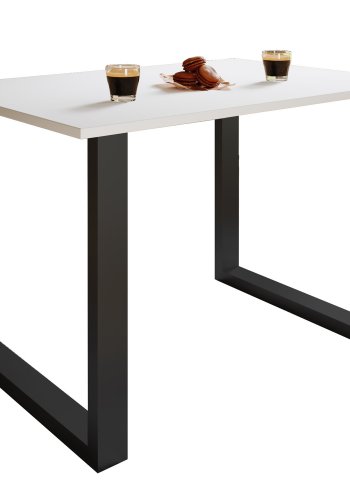 Xona U-foot spisebord - hvitt tre og sort aluminium (110x50) 