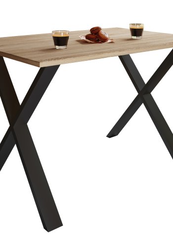 Xona X-feet spisebord - naturlig tre og sort aluminium (140x80) 