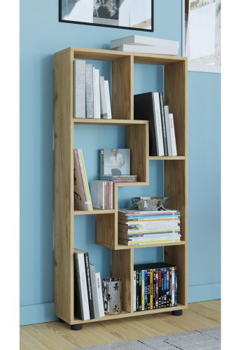 Blina Regal, mit 6 Fächern - Naturholz (H: 119cm x60cm x 20cm)