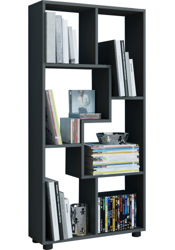 Blina Regal, 6 Fächer – schwarzes Holz (H: 119 cm x 60 cm x 20 cm)