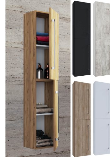 VCM NORDIC 6 Hochschrank, mit 2 Türen und 2 Einlegeböden – Naturfarbe, Melamin