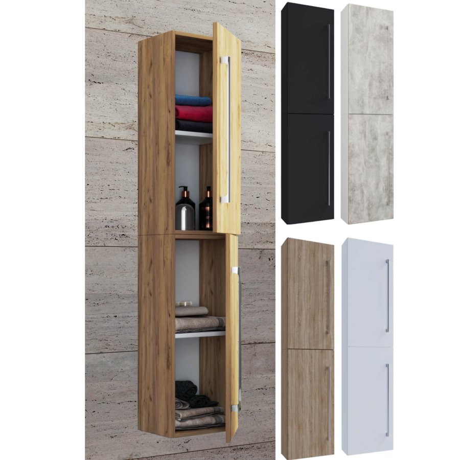 VCM NORDIC 6 Hochschrank, mit 2 Türen und 2 Einlegeböden – Naturfarbe, Melamin