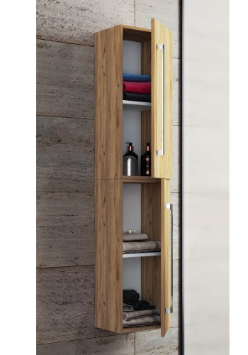 VCM NORDIC 6 Hochschrank, mit 2 Türen und 2 Einlegeböden – Naturfarbe, Melamin