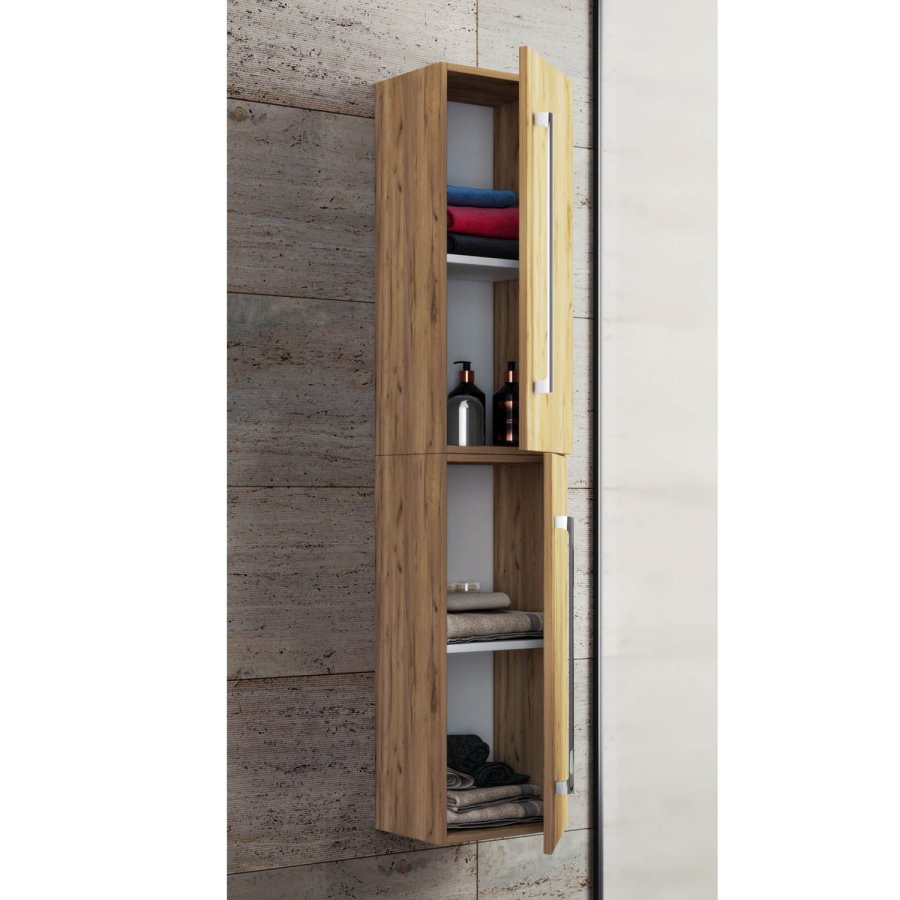 VCM NORDIC 6 Hochschrank, mit 2 Türen und 2 Einlegeböden – Naturfarbe, Melamin