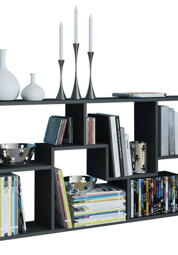 Pintal reol, m. 6 rom - svart tre