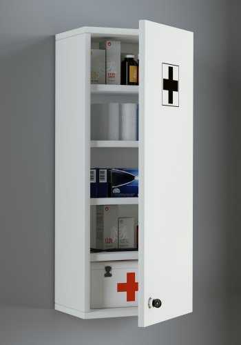 Medasa L medisinskap, med ls i dr - hvit melamin