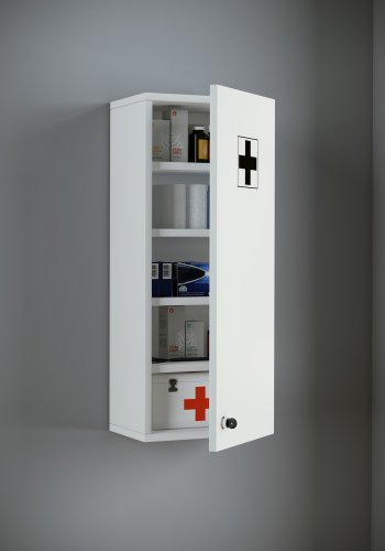 Medasa L medisinskap, med ls i dr - hvit melamin