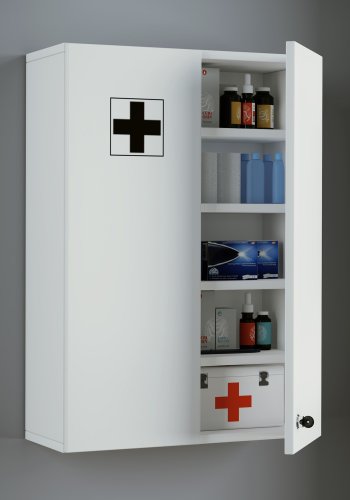 Medasa XL medisinskap, med ls i dr - hvit melamin