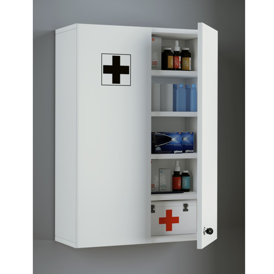 Medasa XL medisinskap, med ls i dr - hvit melamin