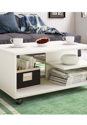 Stango sofabord, m. 2 hylder - hvid tr
