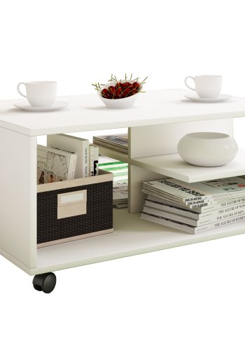 Stango sofabord, m. 2 hylder - hvid tr