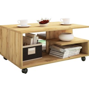 VCM NORDIC Stango soffbord, med 2 hyllplan - natur trä