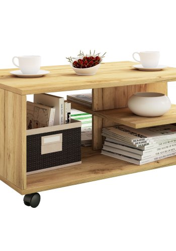 Stango sofabord, m. 2 hyller - naturlig tre