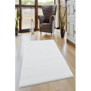 TEPPI HMFPUFY-1 teppe, rektangulrt - hvit polyester (60x100)