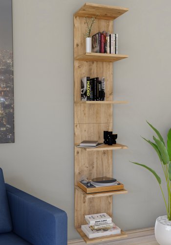 VCM NORDIC Lazas Wandregal, 5 Fächer – Naturholz