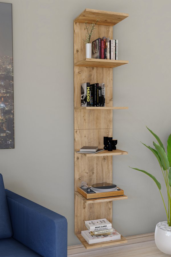 VCM NORDIC Lazas Wandregal, 5 Fächer – Naturholz