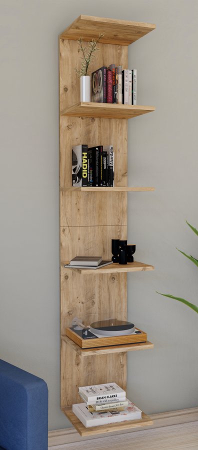 VCM NORDIC Lazas Wandregal, 5 Fächer – Naturholz