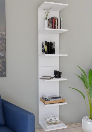 VCM NORDIC Lazas Wandregal, m. 5 Fächern - weißes Holz