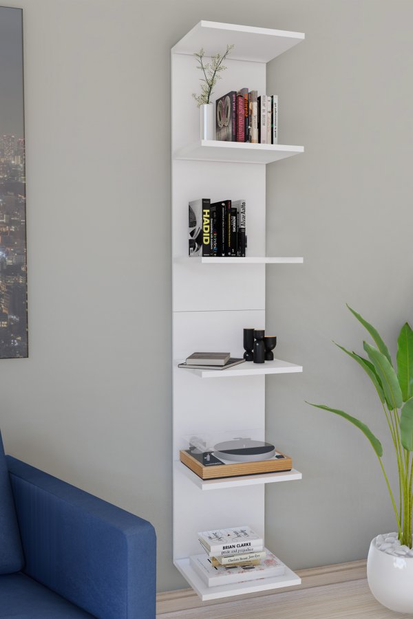 VCM NORDIC Lazas Wandregal, m. 5 Fächern - weißes Holz