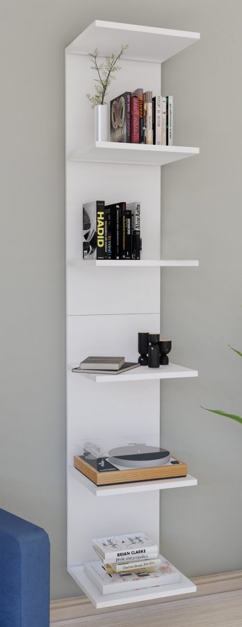 VCM NORDIC Lazas Wandregal, m. 5 Fächern - weißes Holz