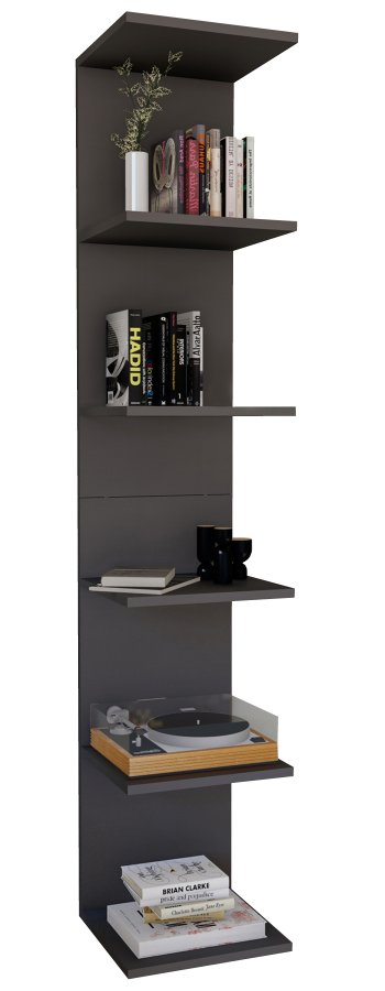 VCM NORDIC Lazas Wandregal, 5 Fächer – anthrazitgraues Holz