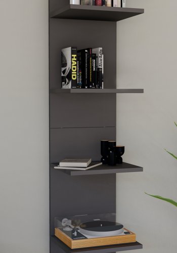 VCM NORDIC Lazas Wandregal, 5 Fächer – anthrazitgraues Holz