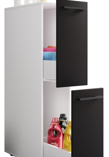 VCM NORDIC Sadilo L baderomsdeler, m. 2 skuffer - hvit og sort tre