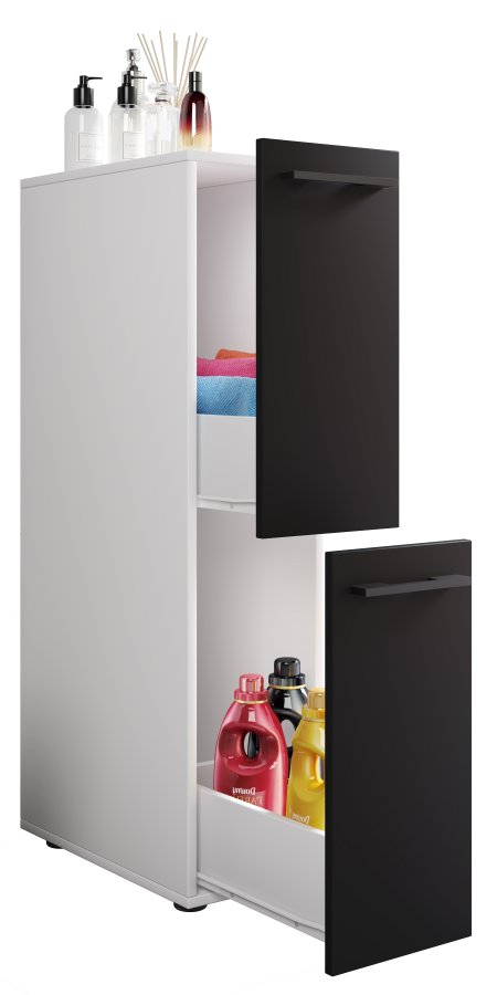 VCM NORDIC Sadilo L baderomsdeler, m. 2 skuffer - hvit og sort tre