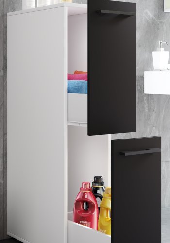 VCM NORDIC Sadilo L baderomsdeler, m. 2 skuffer - hvit og sort tre